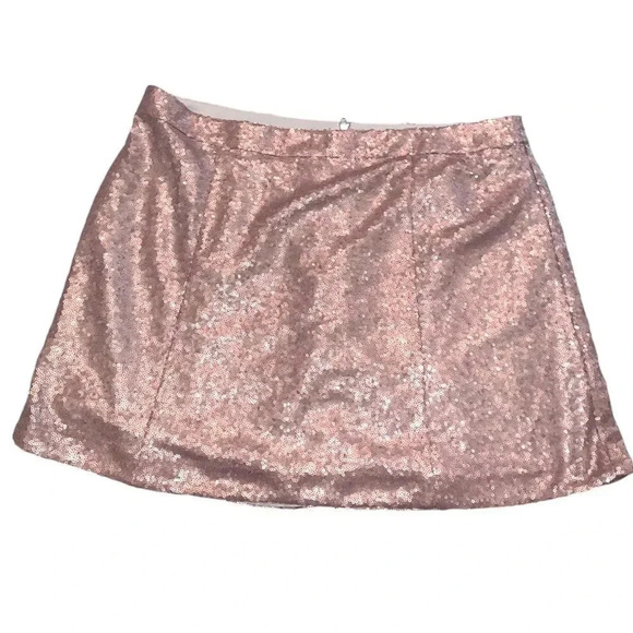 Decree Dresses & Skirts - Decree Sequin Mini Skirt Women's Size XL Rose gold Zip Up Casual